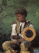 Winslow Homer Dedicated to the teacher s sunflower painting